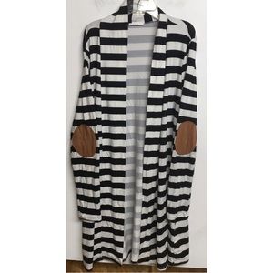 Ladies Size XL Reborn J Lightweight Open Cardigan With Elbow Patches